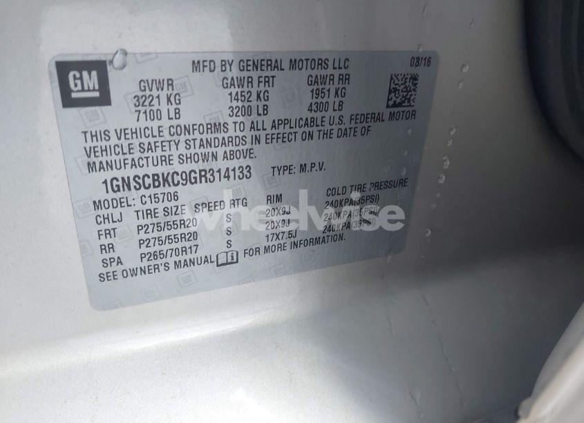 Photo 9 of 2016 Chevrolet Tahoe LT (VIN 1GNSCBKC9GR314133)