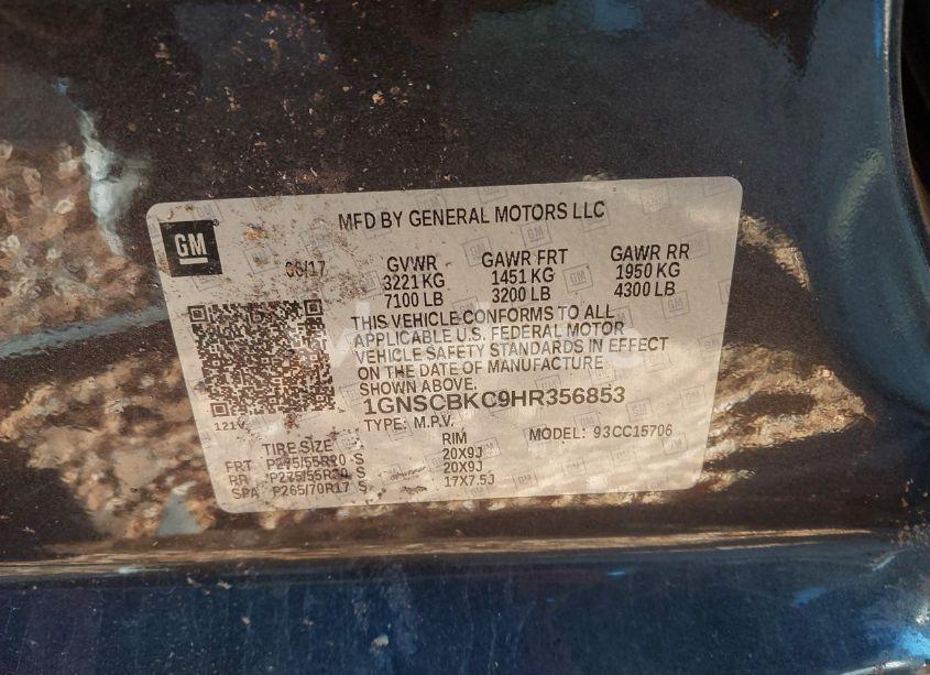 Photo 9 of 2017 Chevrolet Tahoe LT (VIN 1GNSCBKC9HR356853)