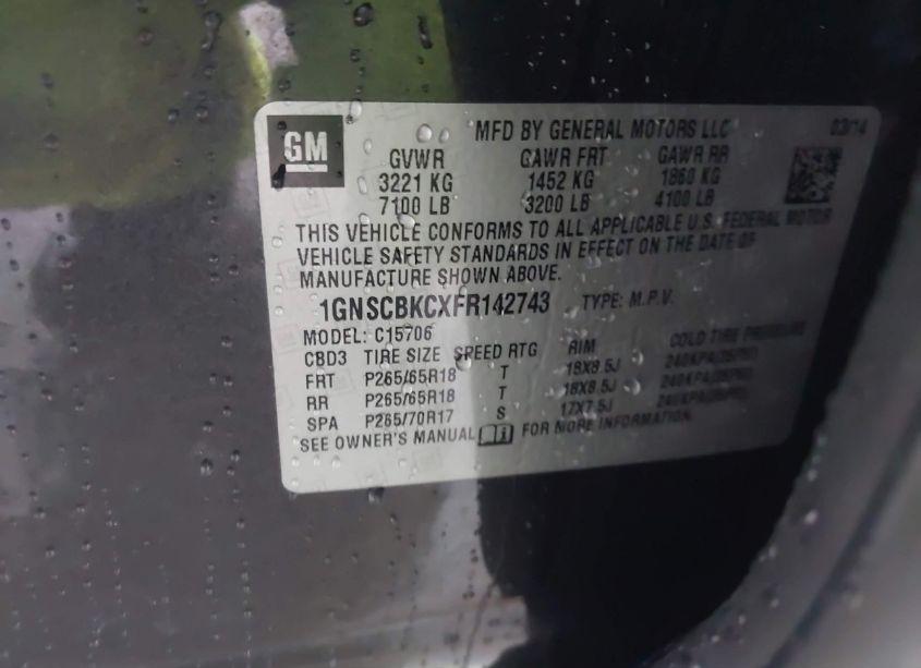 Photo 9 of 2015 Chevrolet Tahoe LT (VIN 1GNSCBKCXFR142743)
