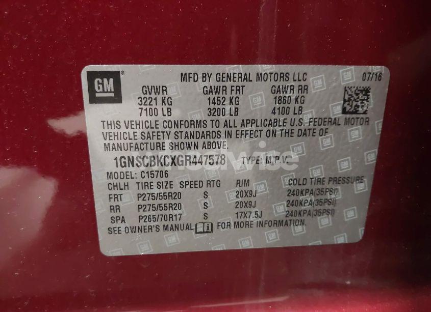 Photo 9 of 2016 Chevrolet Tahoe LT (VIN 1GNSCBKCXGR447578)