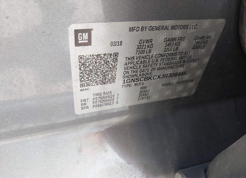 Photo 9 of 2018 Chevrolet Tahoe LT (VIN 1GNSCBKCXJR308445)