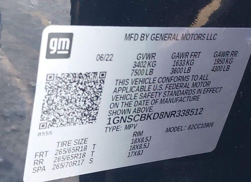 Photo 9 of 2022 Chevrolet Suburban 2WD LS (VIN 1GNSCBKD8NR338512)