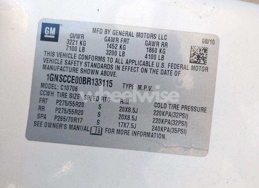 Photo 9 of 2011 Chevrolet Tahoe LTZ (VIN 1GNSCCE00BR133115)