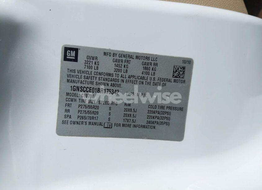 Photo 9 of 2011 Chevrolet Tahoe LTZ (VIN 1GNSCCE01BR175342)