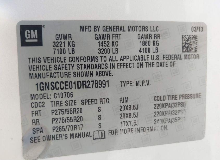 Photo 9 of 2013 Chevrolet Tahoe LTZ (VIN 1GNSCCE01DR278991)