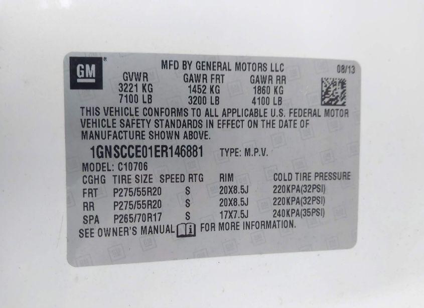 Photo 9 of 2014 Chevrolet Tahoe LTZ (VIN 1GNSCCE01ER146881)