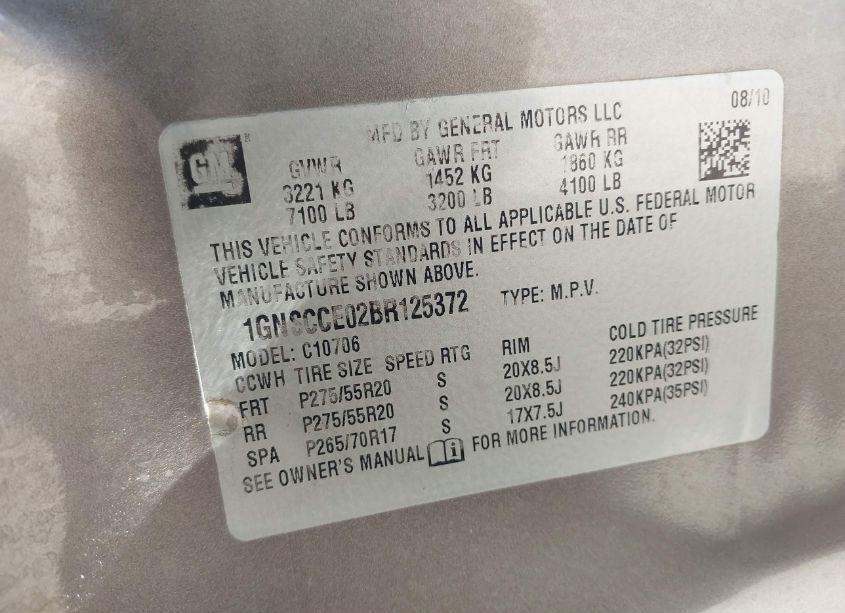 Photo 9 of 2011 Chevrolet Tahoe LTZ (VIN 1GNSCCE02BR125372)