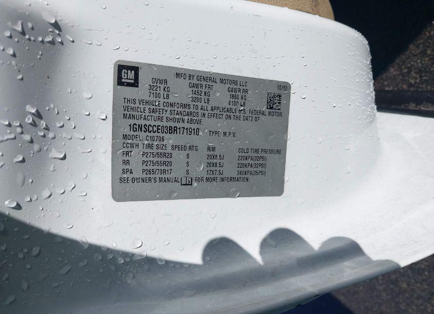 Photo 9 of 2011 Chevrolet Tahoe LTZ (VIN 1GNSCCE03BR171910)