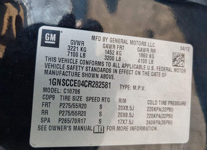 Photo 9 of 2012 Chevrolet Tahoe LTZ (VIN 1GNSCCE04CR282581)