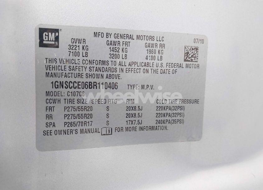 Photo 9 of 2011 Chevrolet Tahoe LTZ (VIN 1GNSCCE06BR110406)