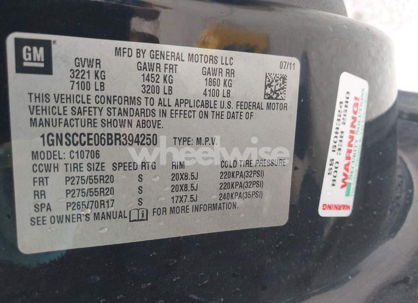 Photo 9 of 2011 Chevrolet Tahoe LTZ (VIN 1GNSCCE06BR394250)