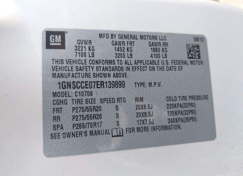 Photo 9 of 2014 Chevrolet Tahoe LTZ (VIN 1GNSCCE07ER139899)