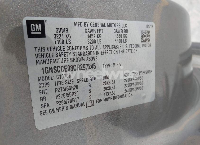 Photo 9 of 2012 Chevrolet Tahoe LTZ (VIN 1GNSCCE08CR297245)