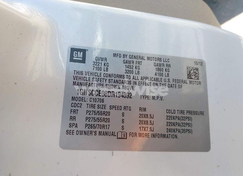 Photo 9 of 2013 Chevrolet Tahoe LTZ (VIN 1GNSCCE08DR194392)