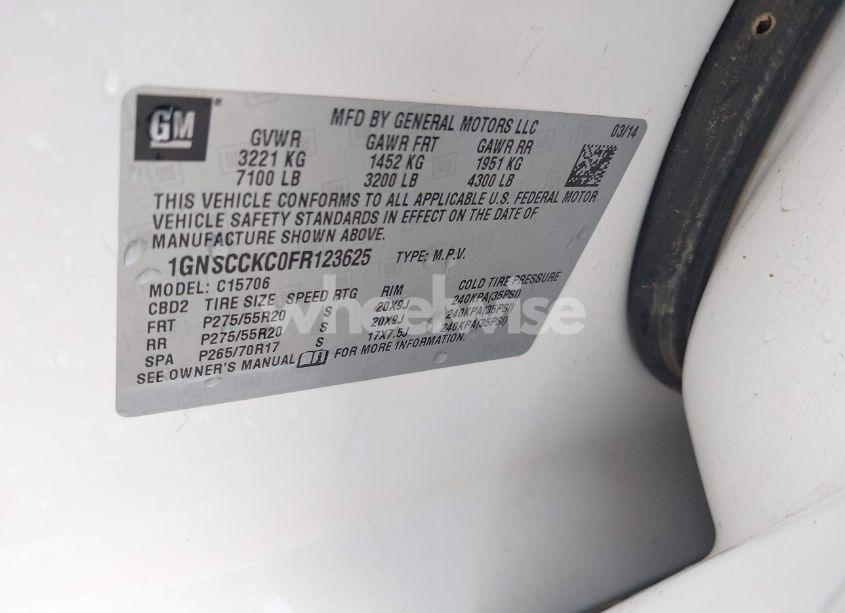 Photo 9 of 2015 Chevrolet Tahoe LTZ (VIN 1GNSCCKC0FR123625)