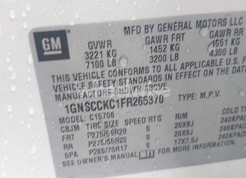 Photo 9 of 2015 Chevrolet Tahoe LTZ (VIN 1GNSCCKC1FR265370)