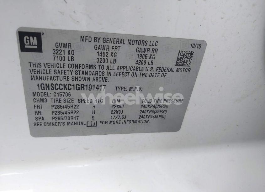 Photo 9 of 2016 Chevrolet Tahoe LTZ (VIN 1GNSCCKC1GR191417)