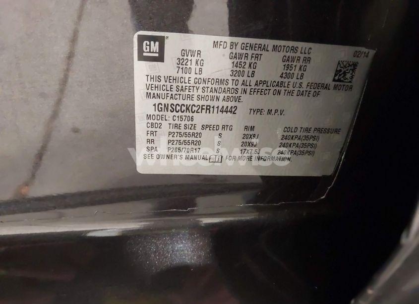 Photo 9 of 2015 Chevrolet Tahoe LTZ (VIN 1GNSCCKC2FR114442)