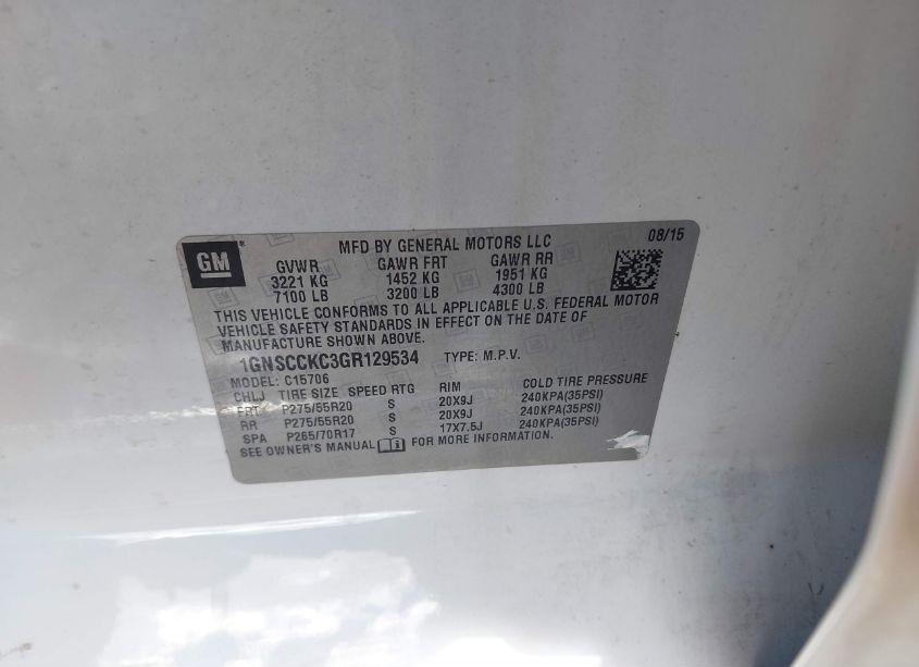 Photo 9 of 2016 Chevrolet Tahoe LTZ (VIN 1GNSCCKC3GR129534)