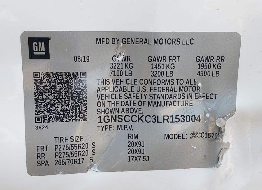 Photo 9 of 2020 Chevrolet Tahoe 2WD PREMIER (VIN 1GNSCCKC3LR153004)