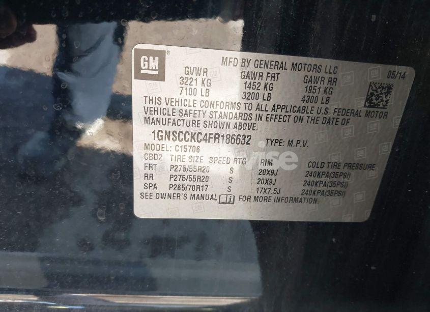 Photo 9 of 2015 Chevrolet Tahoe LTZ (VIN 1GNSCCKC4FR186632)