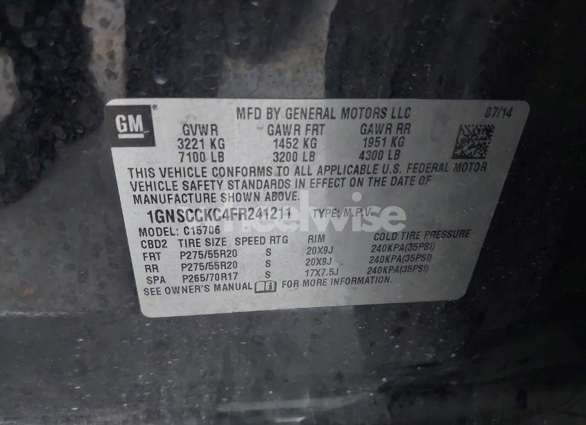 Photo 9 of 2015 Chevrolet Tahoe LTZ (VIN 1GNSCCKC4FR241211)