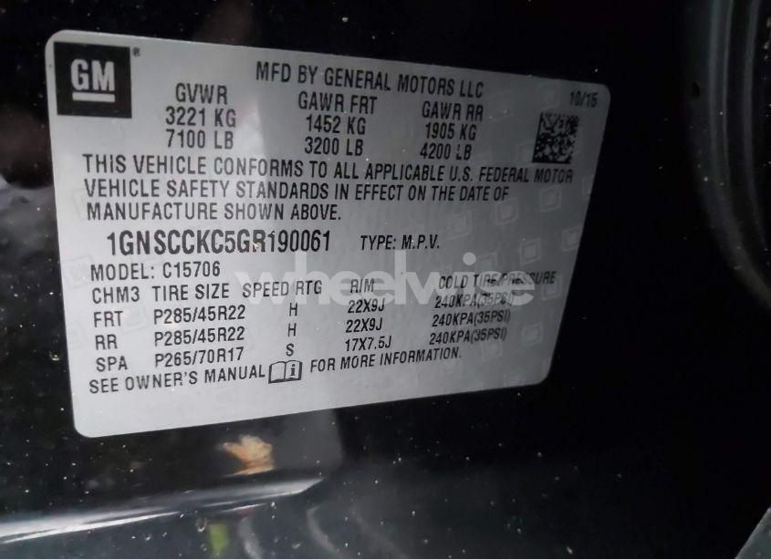 Photo 9 of 2016 Chevrolet Tahoe LTZ (VIN 1GNSCCKC5GR190061)