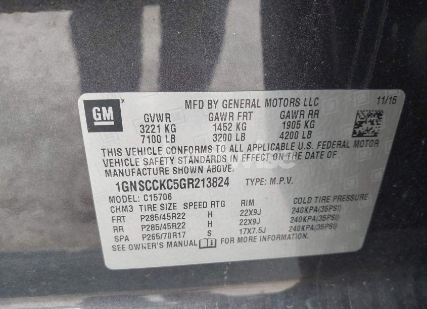 Photo 9 of 2016 Chevrolet Tahoe LTZ (VIN 1GNSCCKC5GR213824)