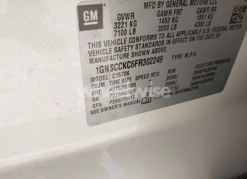 Photo 9 of 2015 Chevrolet Tahoe LTZ (VIN 1GNSCCKC6FR302249)