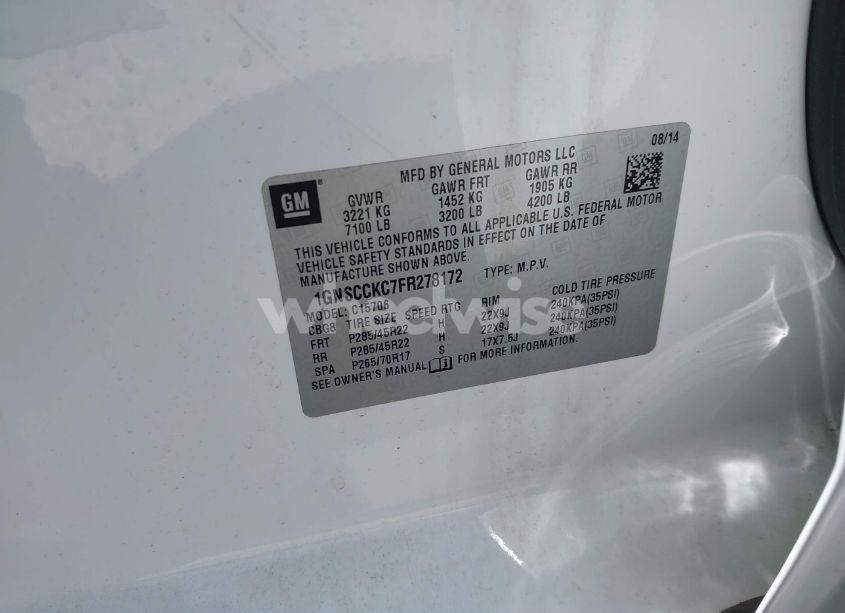 Photo 9 of 2015 Chevrolet Tahoe LTZ (VIN 1GNSCCKC7FR278172)