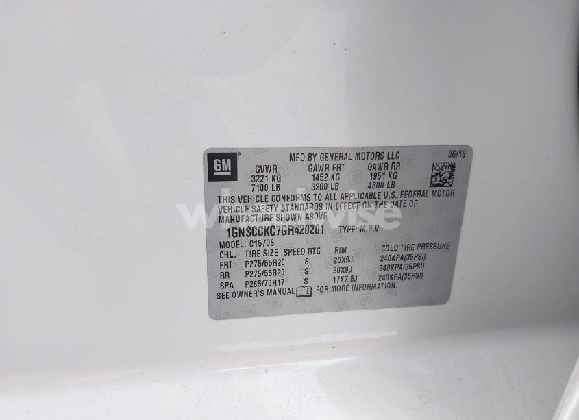 Photo 9 of 2016 Chevrolet Tahoe LTZ (VIN 1GNSCCKC7GR420201)