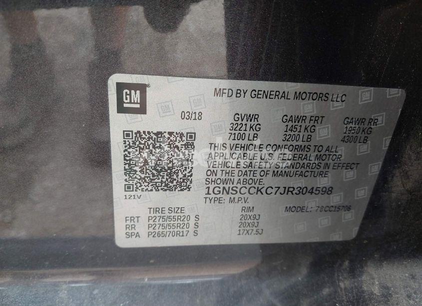 Photo 9 of 2018 Chevrolet Tahoe PREMIER (VIN 1GNSCCKC7JR304598)