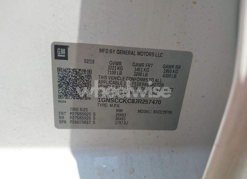 Photo 9 of 2018 Chevrolet Tahoe PREMIER (VIN 1GNSCCKC8JR257470)