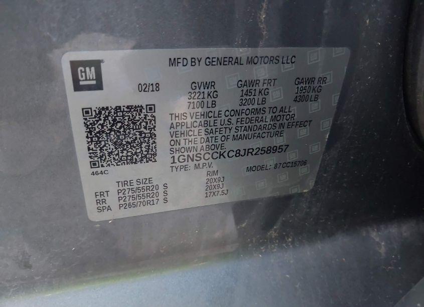 Photo 9 of 2018 Chevrolet Tahoe PREMIER (VIN 1GNSCCKC8JR258957)