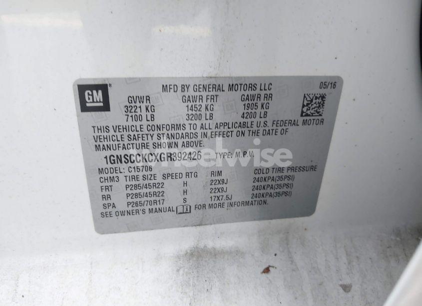 Photo 9 of 2016 Chevrolet Tahoe LTZ (VIN 1GNSCCKCXGR392426)