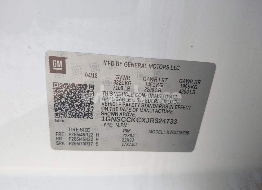 Photo 9 of 2018 Chevrolet Tahoe PREMIER (VIN 1GNSCCKCXJR324733)