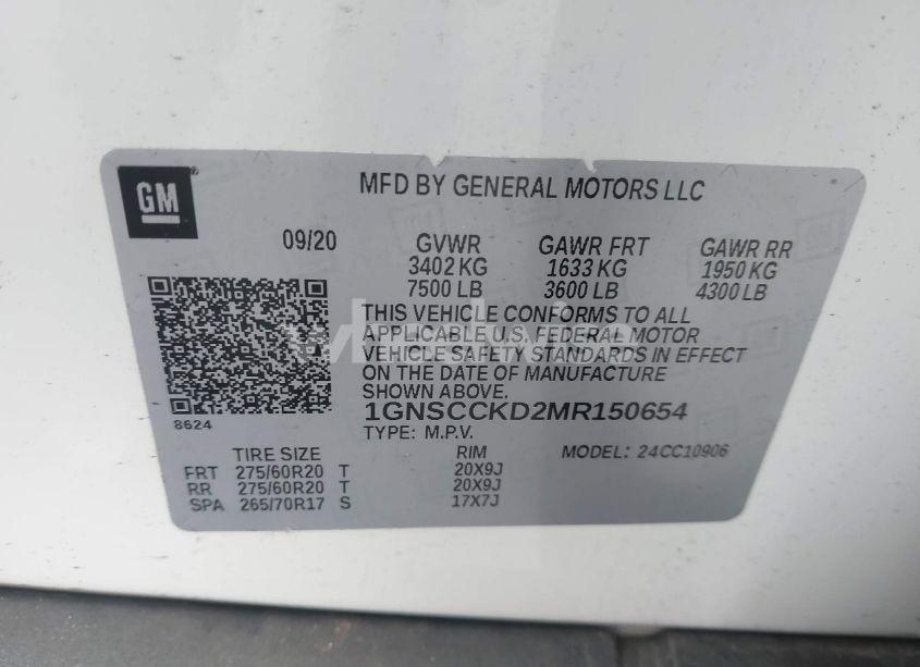 Photo 9 of 2021 Chevrolet Suburban 2WD LT (VIN 1GNSCCKD2MR150654)