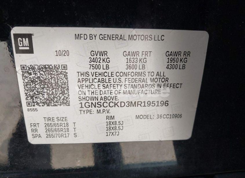 Photo 9 of 2021 Chevrolet Suburban 2WD LT (VIN 1GNSCCKD3MR195196)