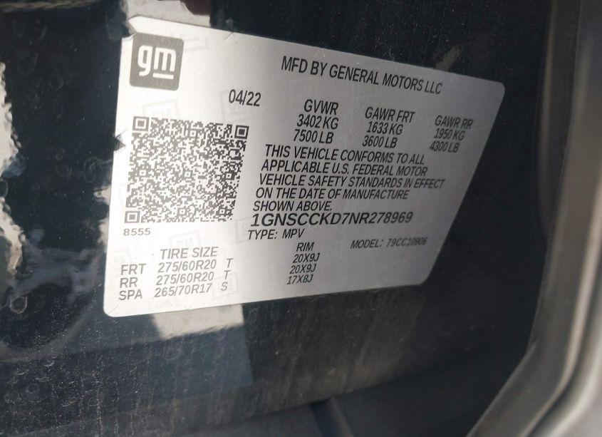 Photo 9 of 2022 Chevrolet Suburban 2WD LT (VIN 1GNSCCKD7NR278969)