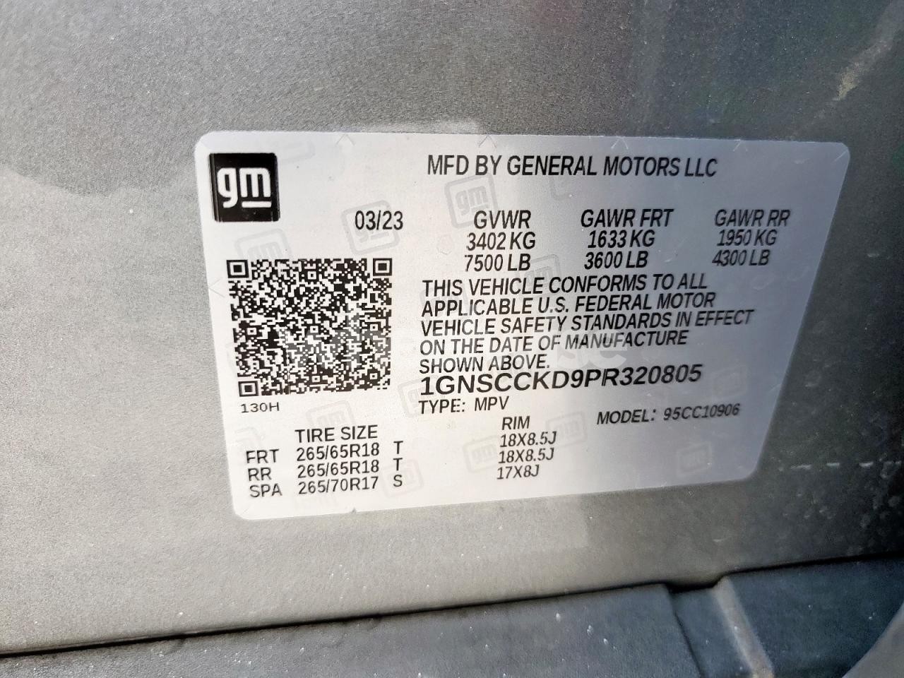 Photo 13 of 2023 CHEVROLET SUBURBAN C1500 LT (VIN 1GNSCCKD9PR320805)