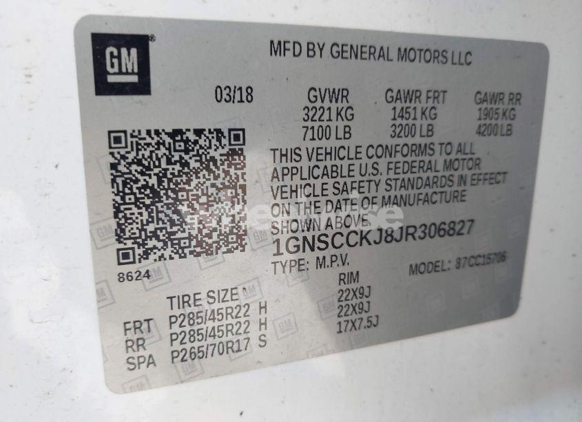 Photo 9 of 2018 Chevrolet Tahoe PREMIER (VIN 1GNSCCKJ8JR306827)