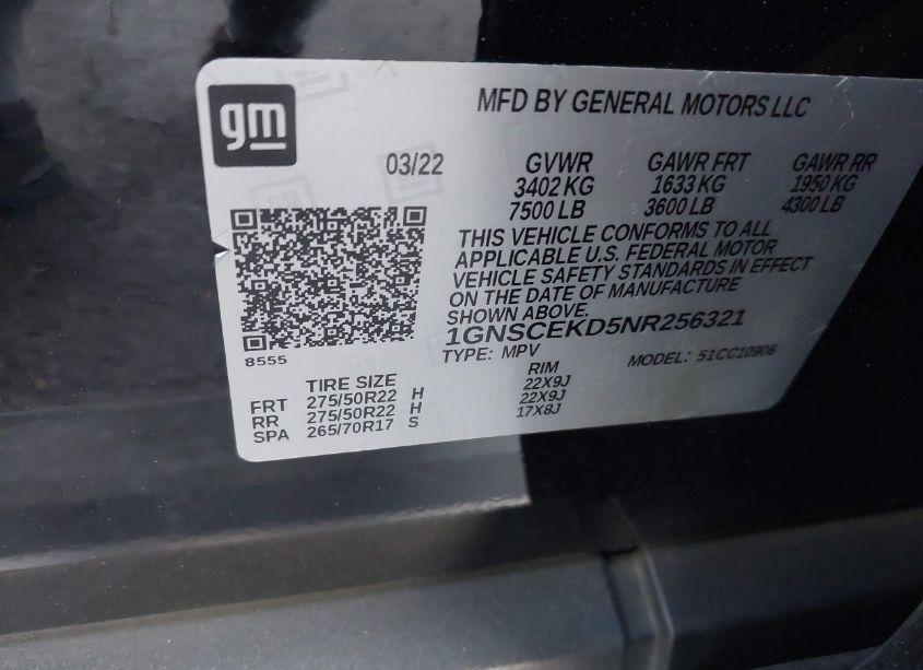 Photo 9 of 2022 Chevrolet Suburban 2WD RST (VIN 1GNSCEKD5NR256321)