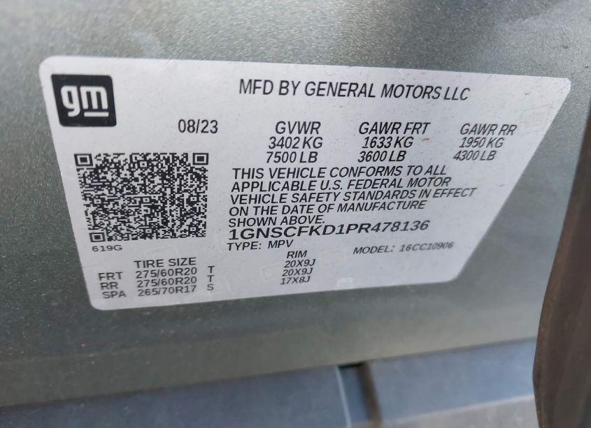 Photo 9 of 2023 Chevrolet Suburban 2WD PREMIER (VIN 1GNSCFKD1PR478136)