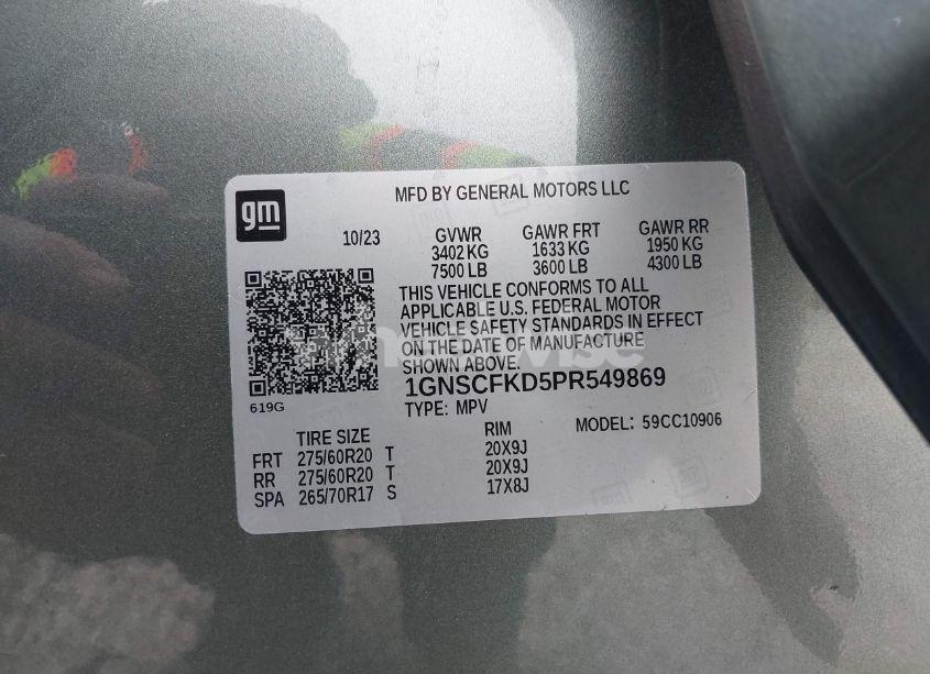 Photo 9 of 2023 Chevrolet Suburban 2WD PREMIER (VIN 1GNSCFKD5PR549869)