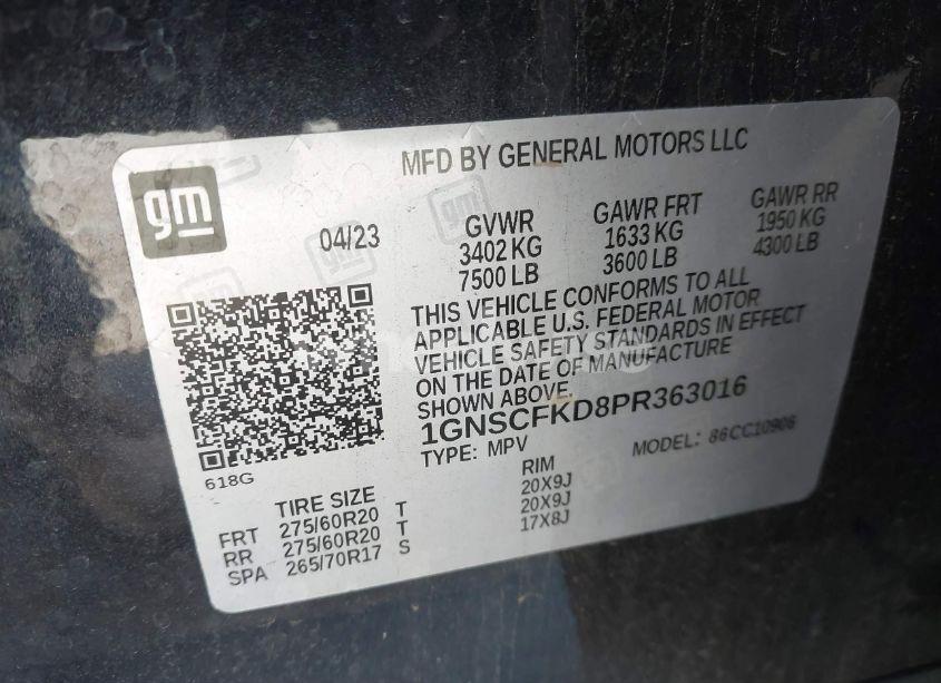 Photo 9 of 2023 Chevrolet Suburban 2WD PREMIER (VIN 1GNSCFKD8PR363016)