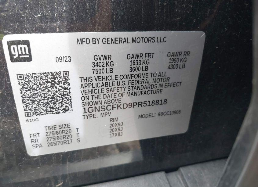 Photo 9 of 2023 Chevrolet Suburban 2WD PREMIER (VIN 1GNSCFKD9PR518818)