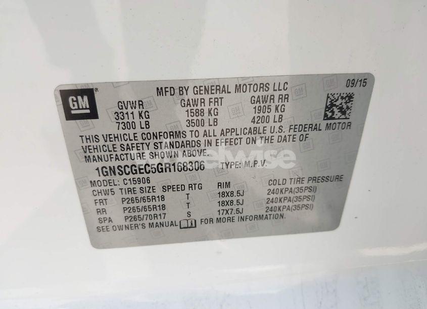 Photo 9 of 2016 Chevrolet Suburban LS (VIN 1GNSCGEC5GR168306)