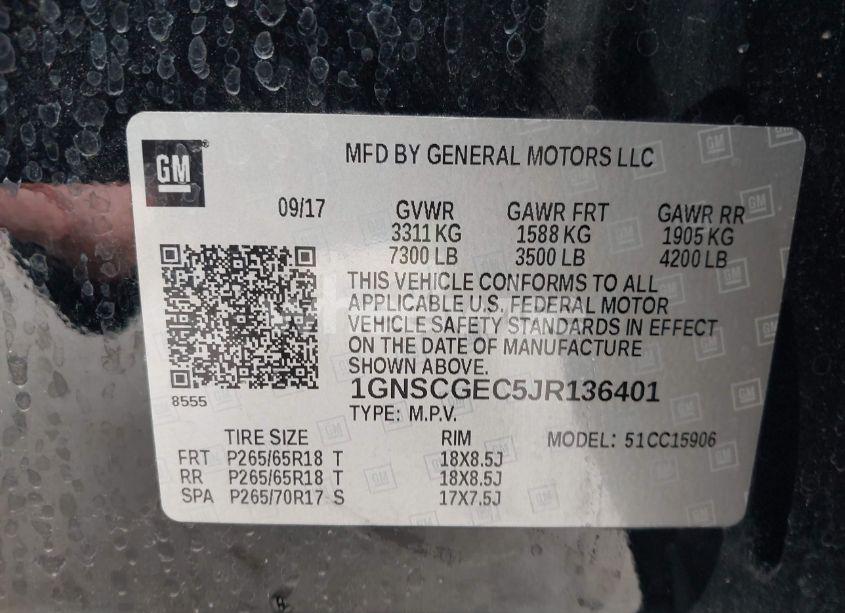 Photo 9 of 2018 Chevrolet Suburban LS (VIN 1GNSCGEC5JR136401)