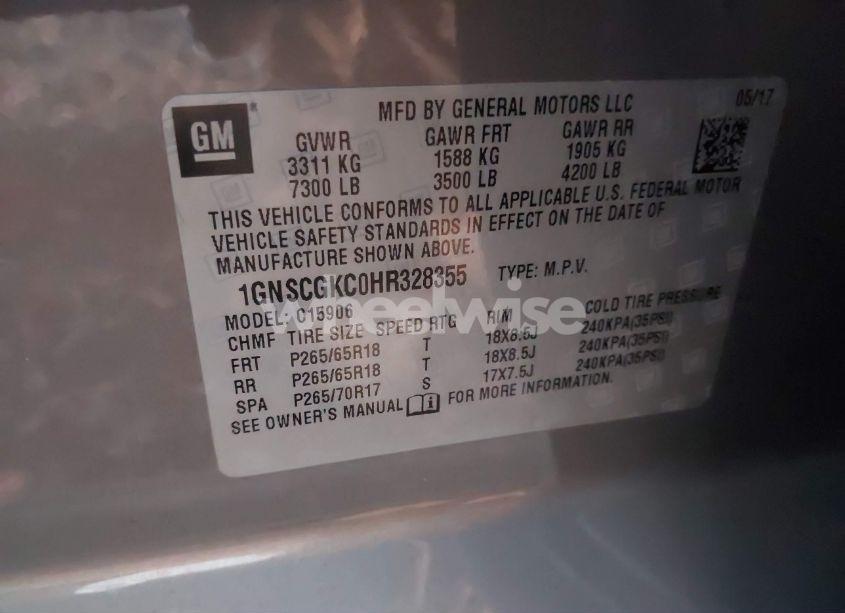 Photo 9 of 2017 Chevrolet Suburban LS (VIN 1GNSCGKC0HR328355)