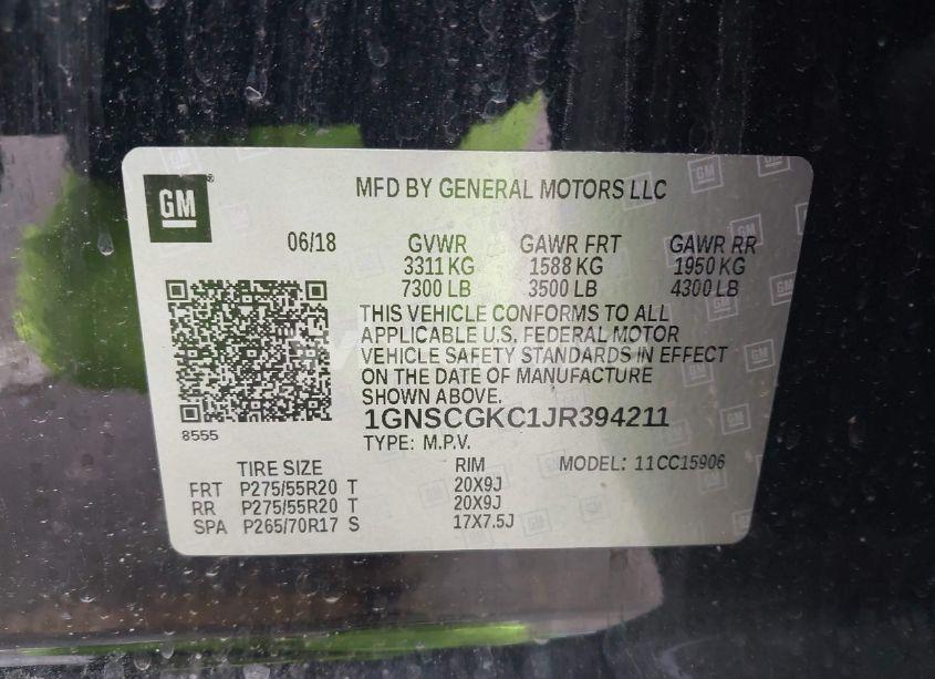 Photo 9 of 2018 Chevrolet Suburban LS (VIN 1GNSCGKC1JR394211)